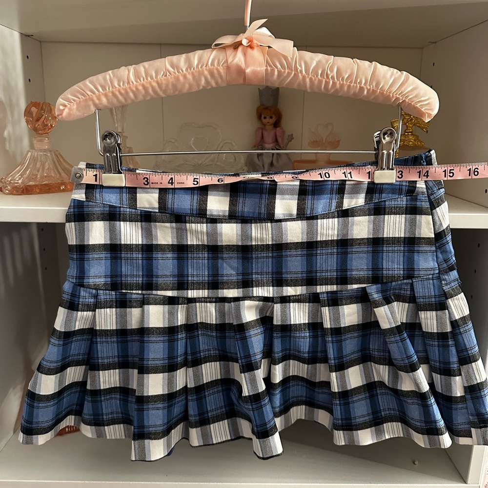 & Other Stories Blue and White Checkered Mini Skirt
